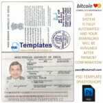 india passport template, editable in  photoshop. psd fake template, pay by bitcoin, paypal or card