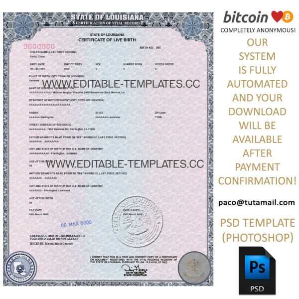 louisiana-la-certificate-of-live-birth-template-birth-certificate-us-fake-template-editable-psd-photoshop-bitcoin-crypto-download-card-skrill