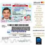 illinois driver license template, editable in  photoshop. psd fake template, pay by bitcoin, paypal or card