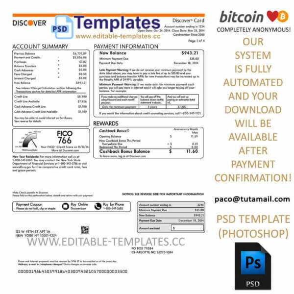 discover statement template,editable in photoshop.psd fake template,pay by bitcoin,paypal or card