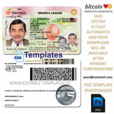 georgia driver license template,editable in photoshop.psd fake template,pay by bitcoin,paypal or card