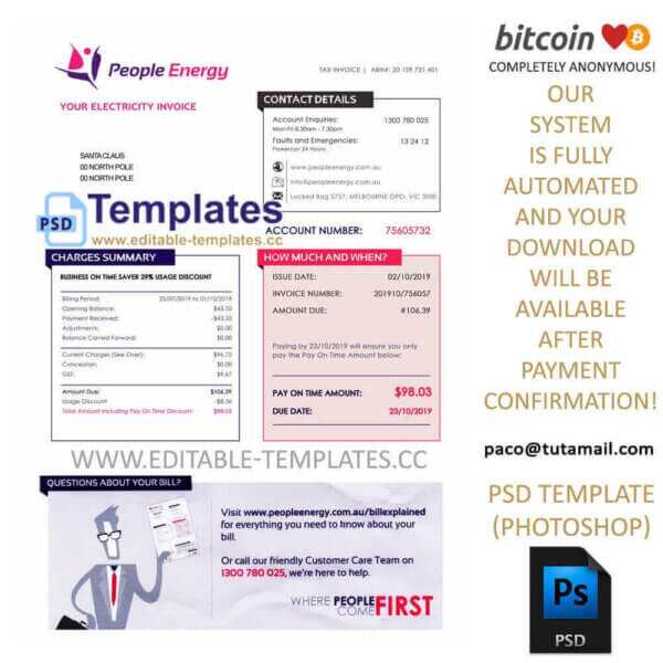 australia people energy bill template,editable in photoshop.psd fake template,pay by bitcoin,paypal or card