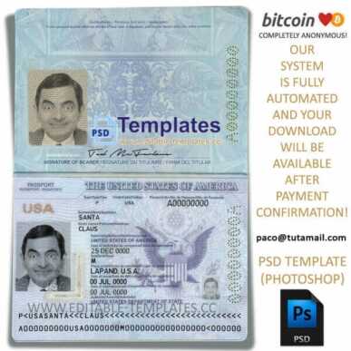 us fake passport template,fully editable in photoshop
