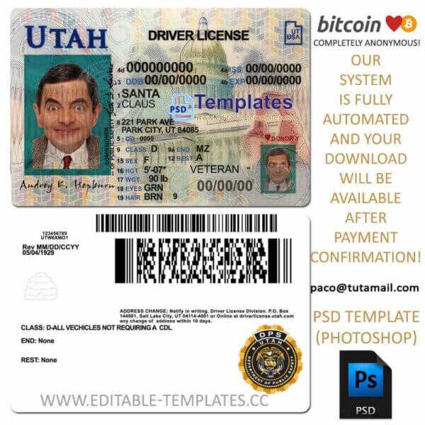 utah driver license template, editable in photoshop. psd fake template, pay by bitcoin, paypal or card utah driver license template, editable in photoshop. psd fake template, pay by bitcoin, paypal or card