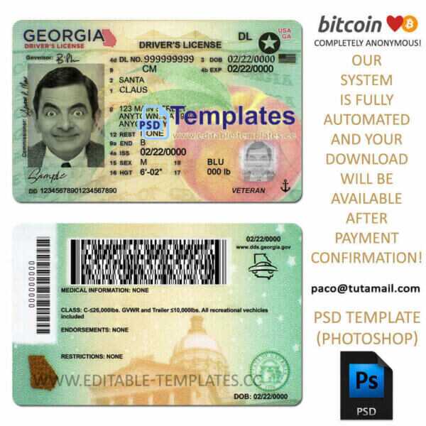 georgia driver license template,editable in photoshop.psd fake template,pay by bitcoin,paypal or card