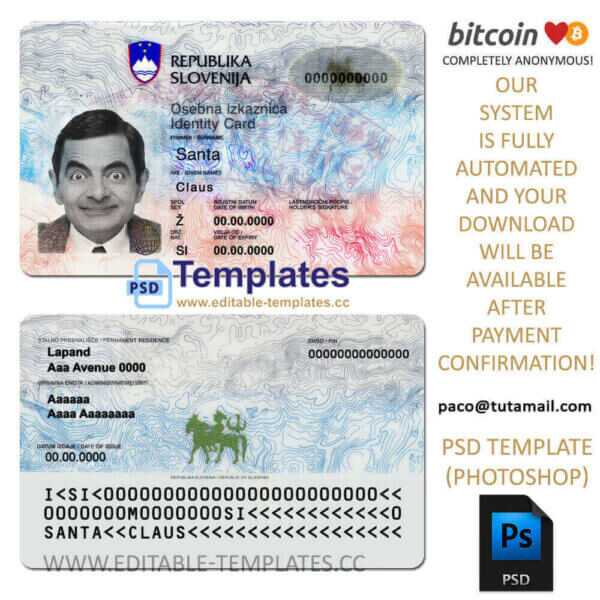 slovenia slovenian slovenija id driving licence dl id passport template slovenia id template, editable in photoshop. psd fake template, pay by bitcoin, paypal or card