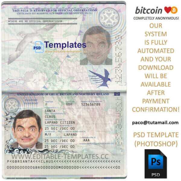 uk passport editable template psd photoshop uk new version 2014 2015 2016 uk passport new version template, editable in photoshop. psd fake template, pay by bitcoin, paypal or card