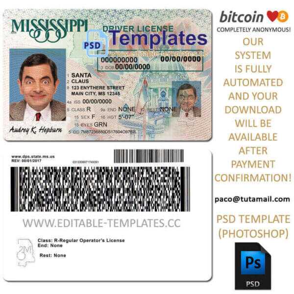 mississippi-usa-us-driving-licence-dl-id-bill mississippi driver license template, editable in  photoshop. psd fake template, pay by bitcoin, paypal or card