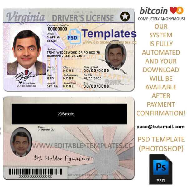 virginia driver license template, editable in  photoshop. psd fake template, pay by bitcoin, paypal or card virginia driver license template, editable in  photoshop. psd fake template, pay by bitcoin, paypal or card