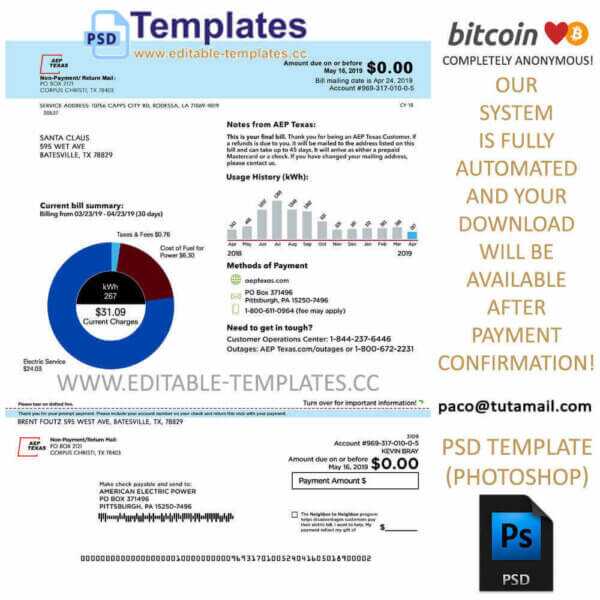 texas aes bill template,editable in photoshop.psd fake template,pay by bitcoin,paypal or card