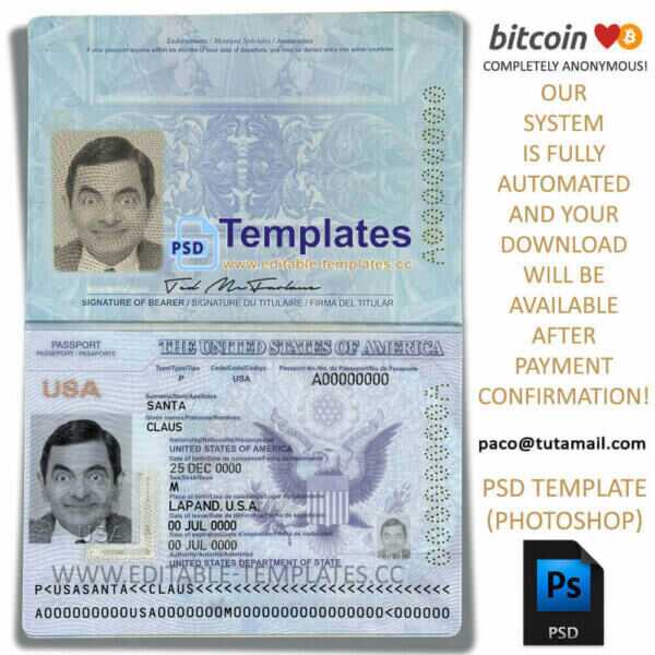 us fake passport template,fully editable in photoshop