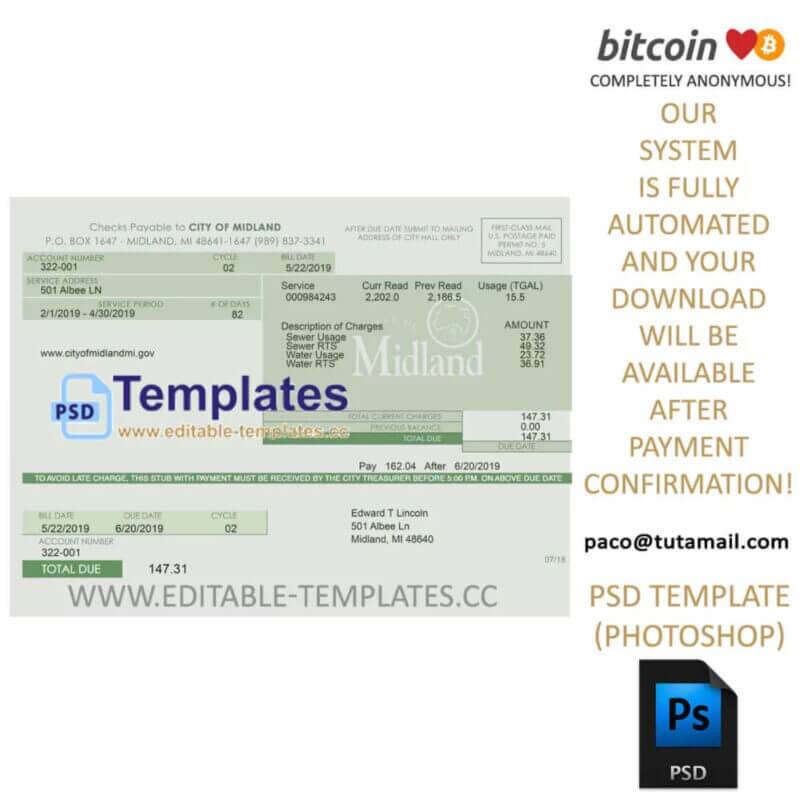 michigan driver license template, editable in  photoshop. psd fake template, pay by bitcoin, paypal or card