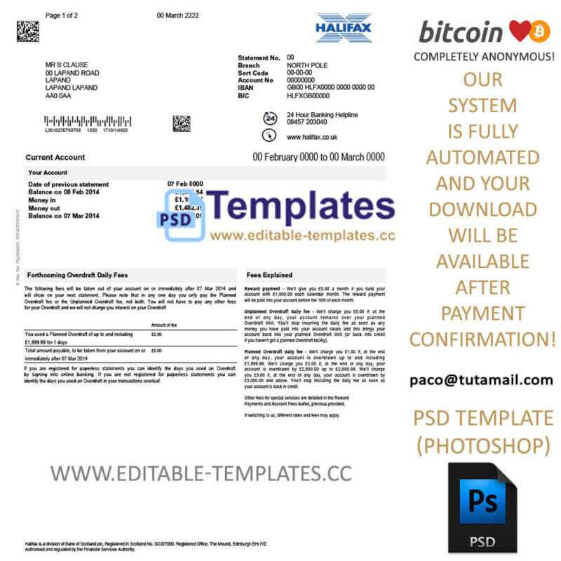 halifax statement template,editable in photoshop.psd fake template,pay by bitcoin,paypal or card