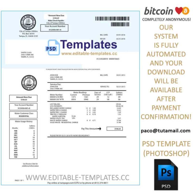 florida bill template,editable in photoshop.psd fake template,pay by bitcoin,paypal or card