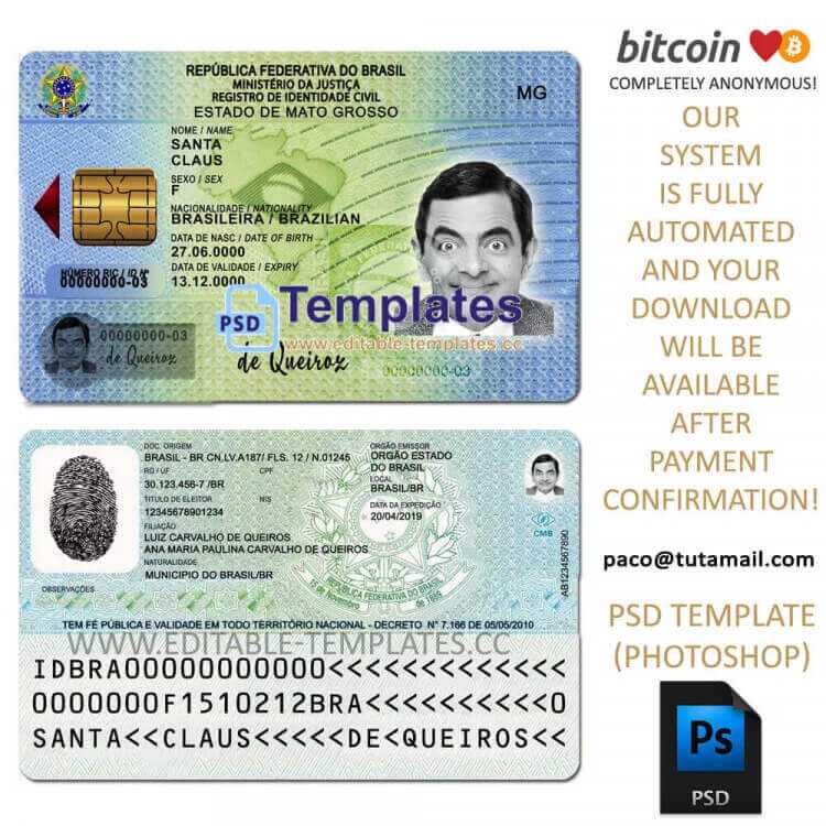 brasil id template,editable in photoshop.psd fake template,pay by bitcoin,paypal or card