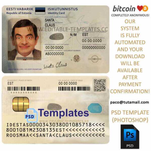estonia id template,editable in photoshop.psd fake template,pay by bitcoin,paypal or card